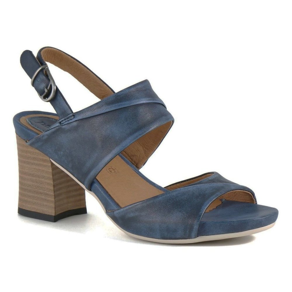 NEW Bussola Women Mari Indigo Slingback Pleat Twist Slide Fade Dress Block Heel - Picture 1 of 4